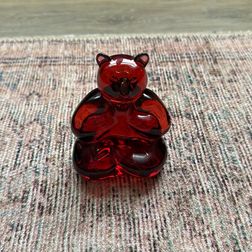 Baccarat Red Crystal Bear Figurine